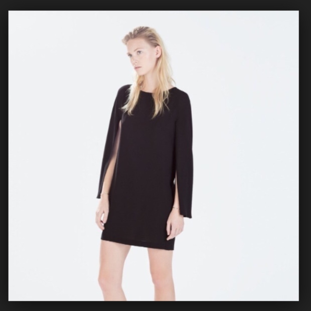 Zara RARE Black Cape Dress